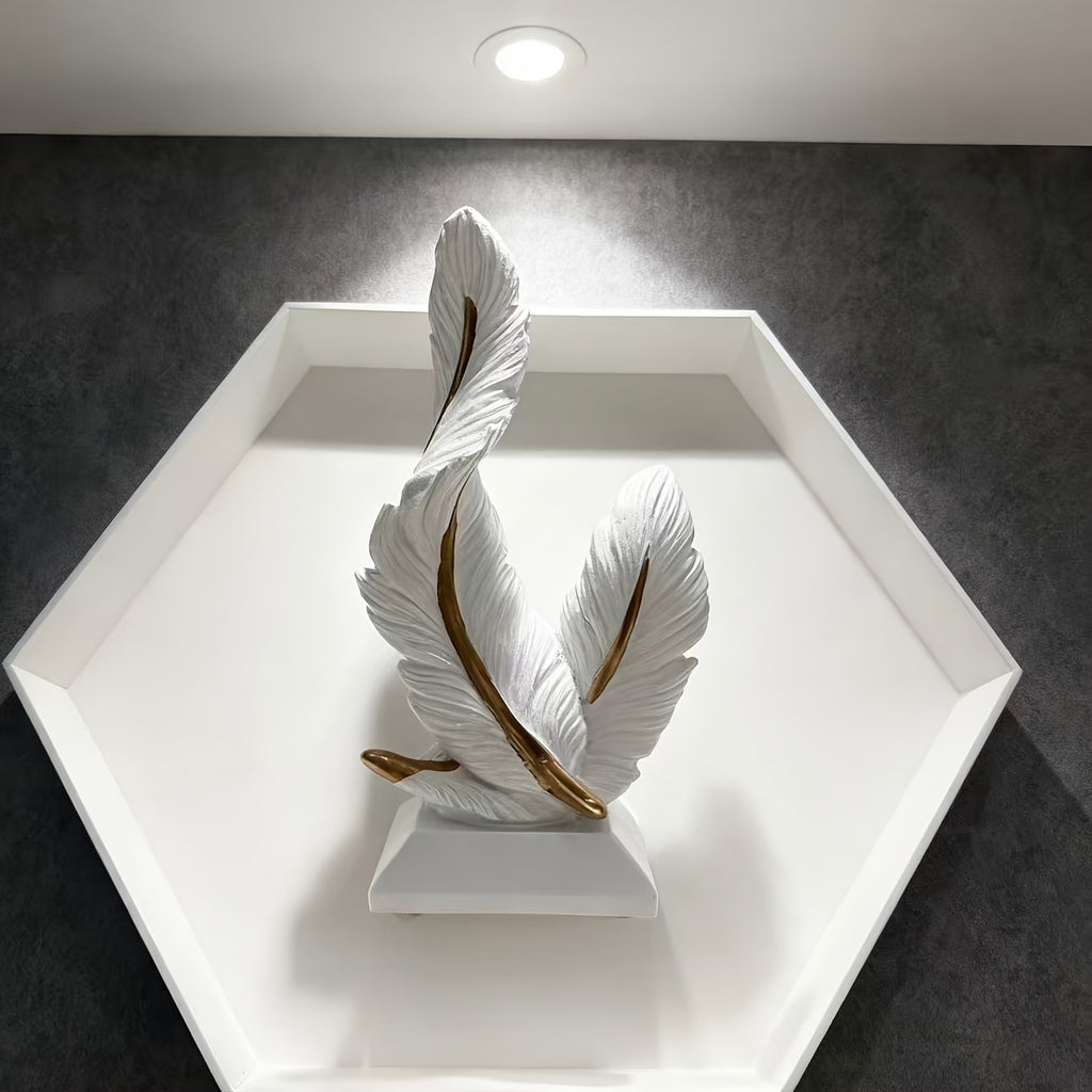 1 Peça de Ornamento de Resina de Pena de Alta Qualidade para Sala de Estar, Entrada ou Sala de Modelo, Decoração Suave para Casa Nova ou Presente de Inauguração