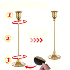 3pcs Elegant Golden Brass Candlestick Holders - Design de Metal Polido e Branco com Velas, Ideal para Casamento, Jantar e Decoração de Casa (Velas Não Incluídas), Decoração de Festa | Moderno Candelabro | Metal Durável, Decoração de Suporte de Velas