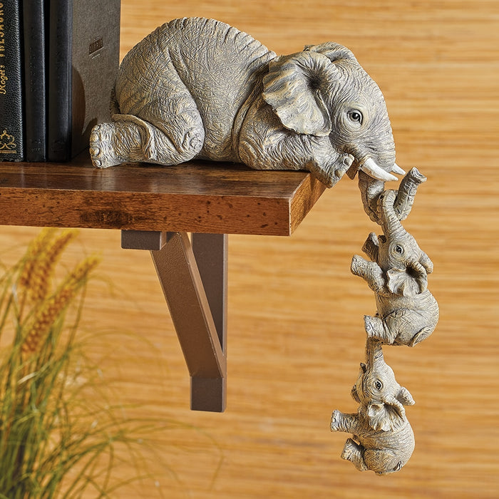 Conjunto Decorativo de Elefantes em Resina