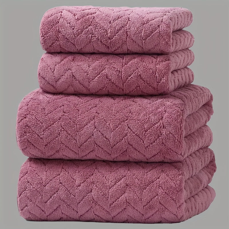 Conjunto de 4 Toalhas de Banho Premium Espessas - 2 Toalhas de Banho + 2 Toalhas de Mão. Altamente Absorventes, Sem Fiapos, Macias, Suaves para a Pele e de Secagem Rápida. Ideais para Outono e Inverno, Natação, Fitness e Uso Portátil. Adequadas para Sauna, Banheiro e como Presente de Natal