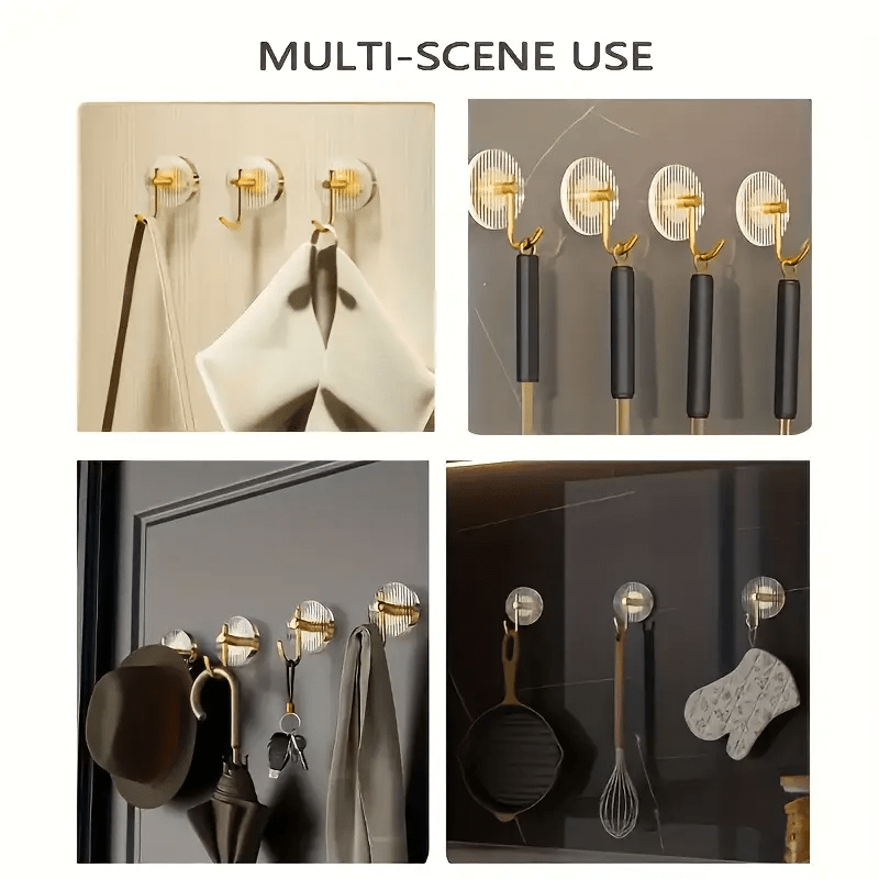 1pc Golden Metal Wall Hooks for Towels and Clothes - Multi-Purpose Bathroom Storage, Bedroom Wardrobe Organizer, Dorm Adhesive Hanging Rack, Christmas/Halloween Gift Decor, No Electricity Needed