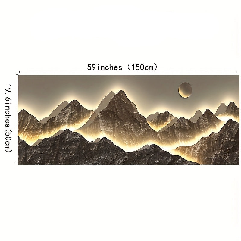 Imagem 2D Plana, Ilustração 2D, Estilo Minimalista, Arte Abstrata Moderna, Vista Montanha, Luzes Neon, Paisagem Natural, Poster Nórdico, Decoração de Casa, Sem Moldura!