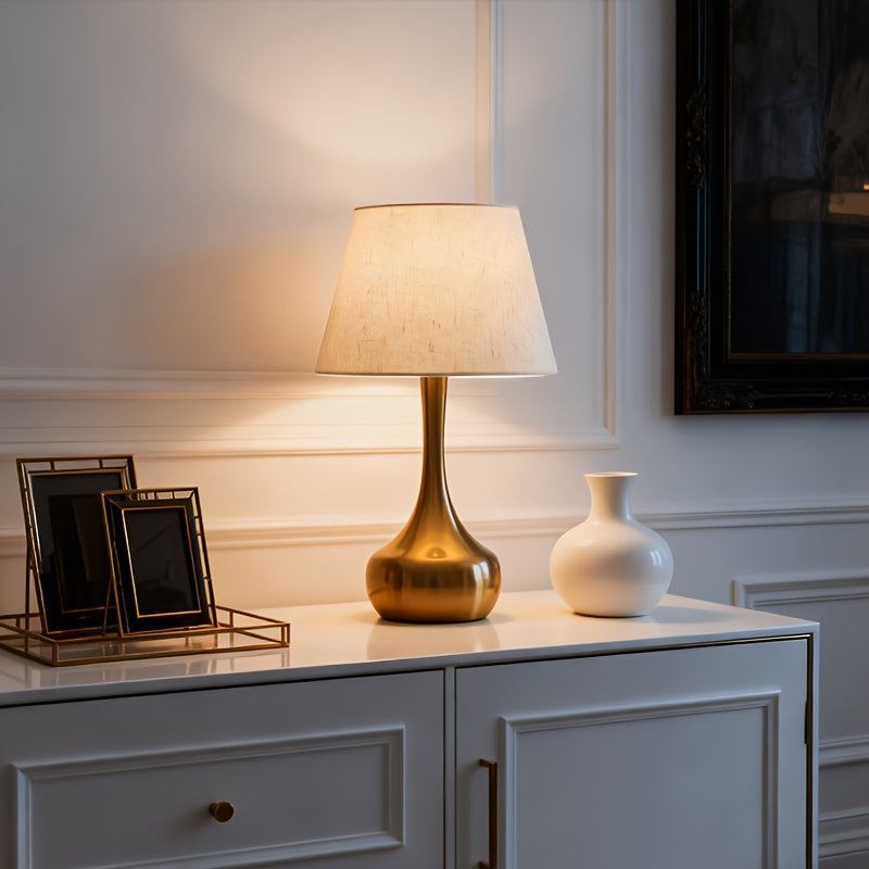 Lâmpada de Mesa Dourada Industrial Moderna | Iluminação Decorativa Minimalista com Alimentação por USB e Acabamento em Metal Polido para Quarto, Escritório, Sala de Estar & Decoração de Casa