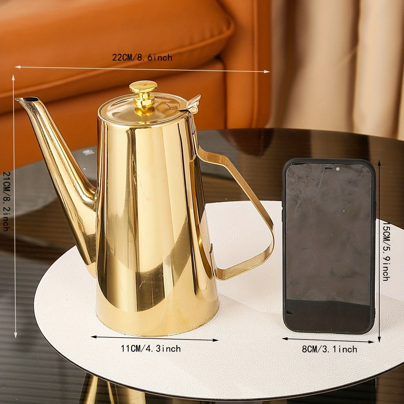 1 Peça Jarra de Água Fria em Aço Inoxidável Espessado, Estilo Europeu e Britânico, Chaleira Dourada para Chá Gelado e Café