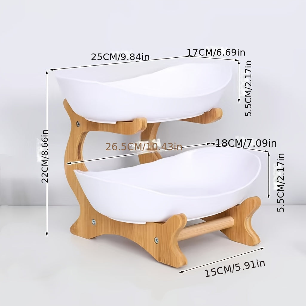 Cesto de Frutas e Legumes de Madeira de 2/3 Níveis com Pernas de Madeira - Organizador de Cozinha Versátil para Frutas, Legumes e Gelo - Perfeito para Armazenamento no Frigorífico, Cesto de Frutas para Cozinha