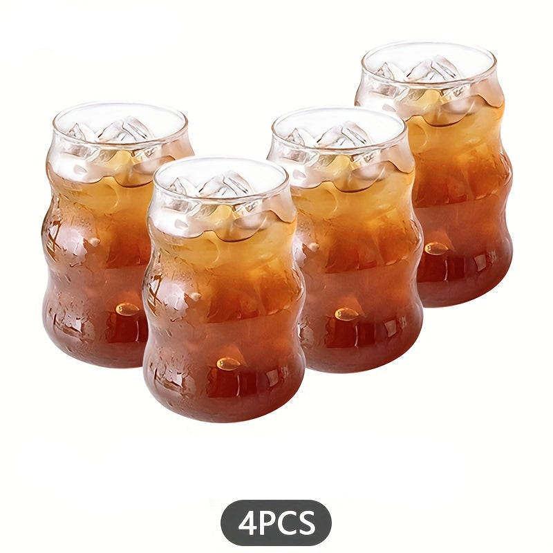 KEMORELA 4/6 unidades, Copo de Bebida com Formato Único de 17OZ, Caneca de Água Transparente Ondulada, Canecas de Café Gelado, Recipientes de Bebida Adoráveis, Utensílios de Bebida Sazonais, Produtos de Cozinha Domésticos 500ML