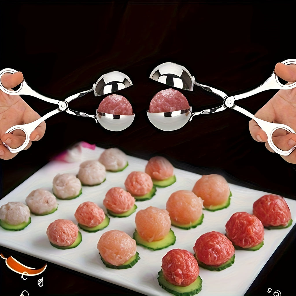 1 unidade de colher de gelado e formador de bolas de carne em aço inoxidável - Antiaderente, ferramenta fácil de apertar para fazer bolinhos de arroz perfeitos, cake pops e colheres de gelado | Apresenta um pega antiderrapante e é lavável na máquina de lavar louça, um gadget de cozinha prático