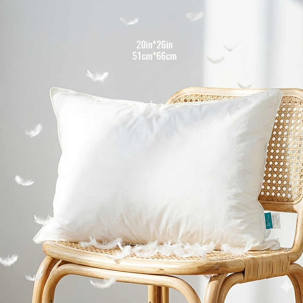 1pc Almofada de penas de ganso de luxo - Ultra-mole, de duas camadas, almofada quadrada decorativa branca com enchimento de alta qualidade para sofá, sofá e cama, estilo contemporâneo, lavável à máquina, almofada de sofá | Luxo decorativo | Almofada de penas fofa, almofada decorativa