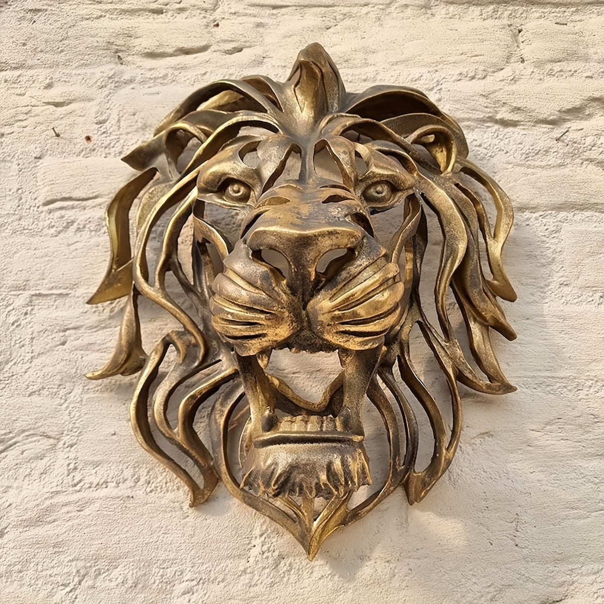 1 peça Escultura Grande de Cabeça de Leão Arte de Parede Decoração Criativa para Pátio, Sala de Estar e Quarto Ornamento de Resina