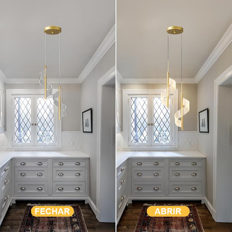 1/2peças, Lustre Minimalista Moderno com Design em Espiral, Disponível em 3000K/4500K/5000K, Inclui Luz LED de Três Cores, Conectado, Adequado para Iluminação de Áreas de Escritório, Luzes de Teto de Quartos de Hotel, Sala de Estar, Quarto de Dormir, Lustres de Cabeceira