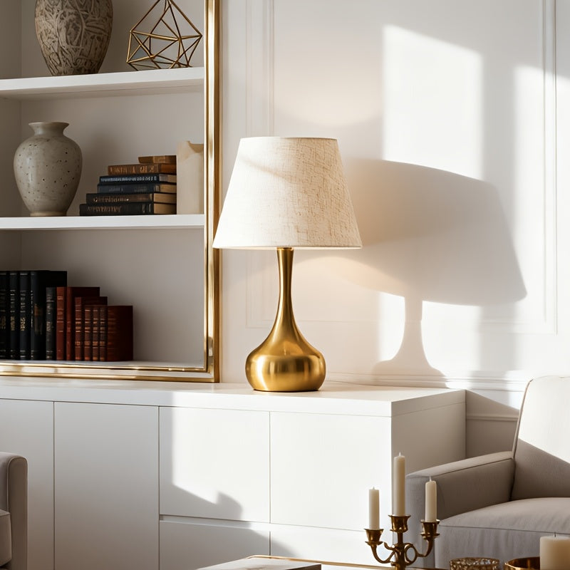 Lâmpada de Mesa Dourada Industrial Moderna | Iluminação Decorativa Minimalista com Alimentação por USB e Acabamento em Metal Polido para Quarto, Escritório, Sala de Estar & Decoração de Casa