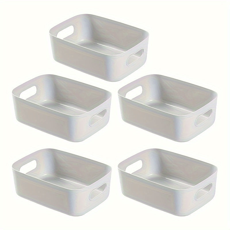 Caixa de Armazenamento de Cosméticos 5pcs, Organizador de Desordem de Secretária, Caixa de Armazenamento de Lingerie para Roupeiro, Artigos para o Lar, Caixa de Armazenamento, Cesto de Armazenamento de Cozinha Multifuncional para Cozinha, Casa de Banho, Quarto e Secretária de Escritório