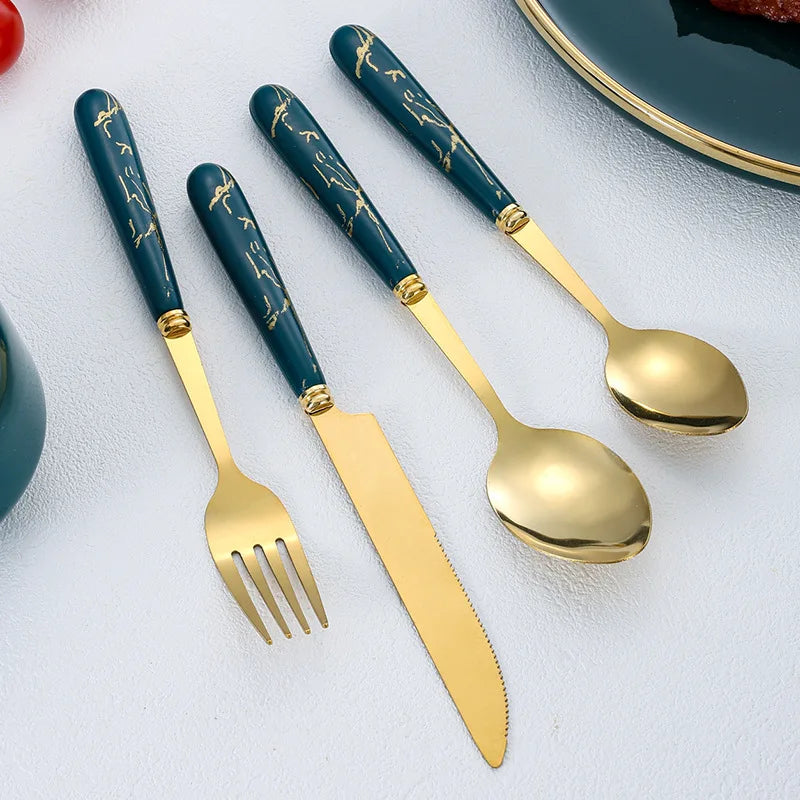 Conjunto de Talheres de Aço Inoxidável Luxo 24 Peças