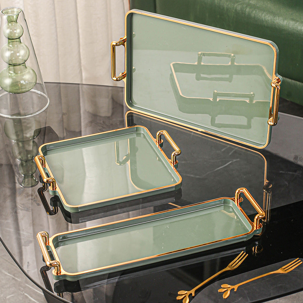 1 unidade, 3 unidades de tabuleiros de plástico adequados para uso doméstico em cozinhas, salas de jantar e salas de estar para o pequeno-almoço; ideal para conjuntos de chá, recipientes de água, doces, bolachas, pão para casamentos, festas, presentes e aniversários.