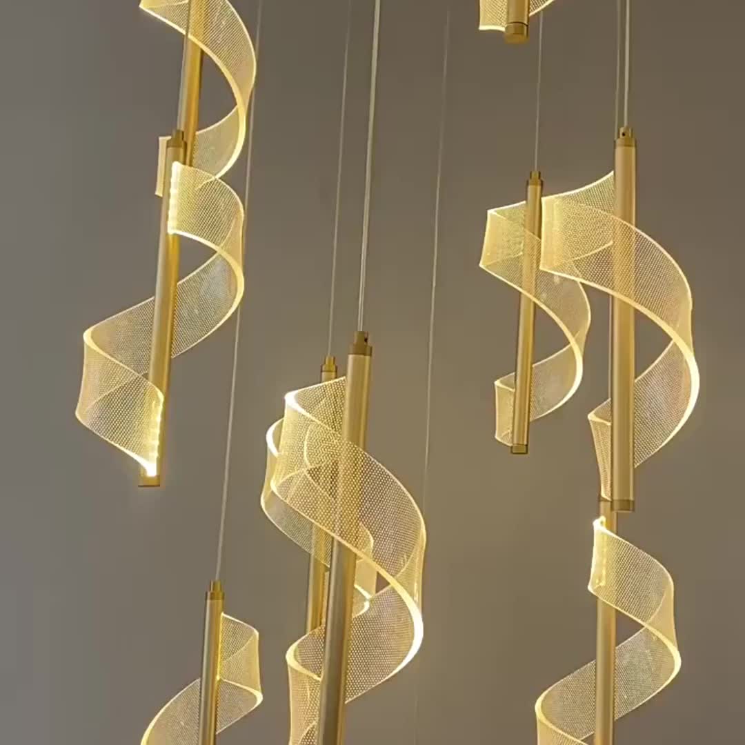 1/2peças, Lustre Minimalista Moderno com Design em Espiral, Disponível em 3000K/4500K/5000K, Inclui Luz LED de Três Cores, Conectado, Adequado para Iluminação de Áreas de Escritório, Luzes de Teto de Quartos de Hotel, Sala de Estar, Quarto de Dormir, Lustres de Cabeceira
