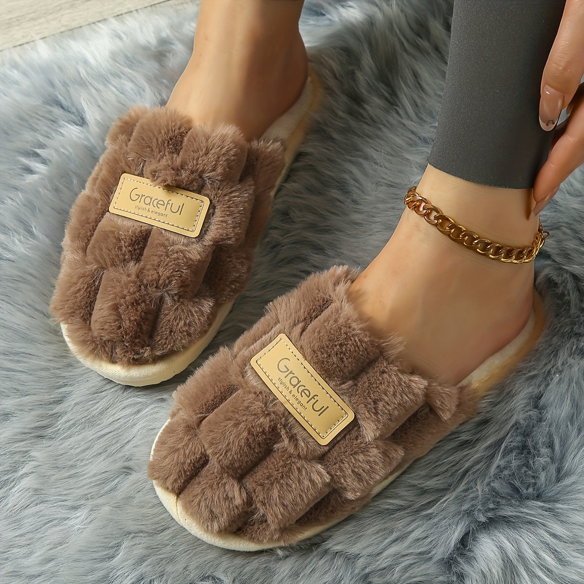 Chinelos de Interior Elegantes e Aconchegantes para Mulher, Calçado de Casa Moderno e Fácil de Usar com Aconchego e Quentura, Sapatos de Mulher