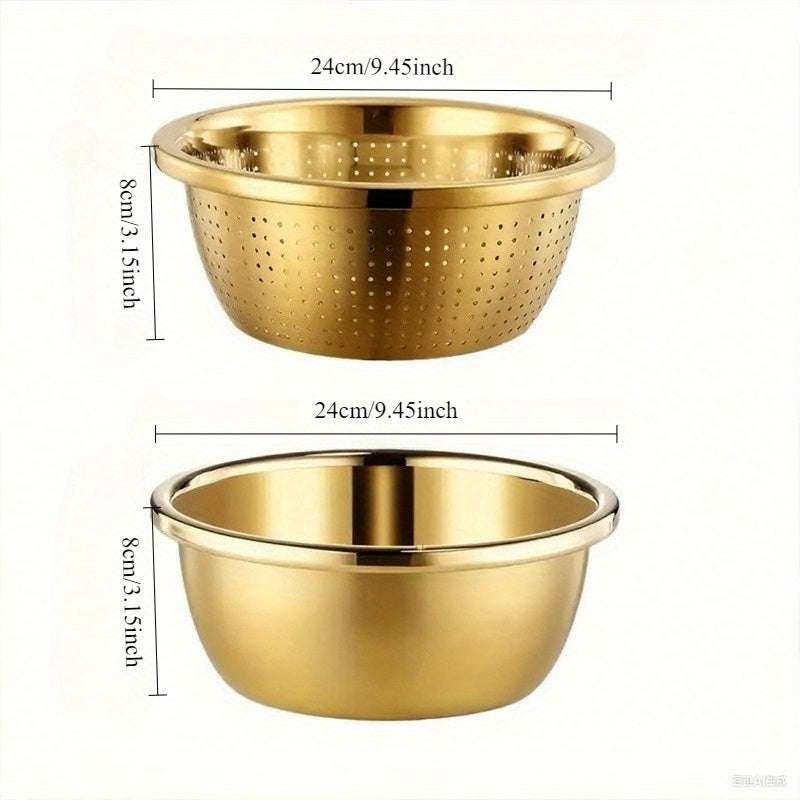 2pcs Stainless Steel Micro-Pore Filter Bowl Set – Multi-Purpose Colander & Mixing Basin for Washing Vegetables, Fruits, Rice & Draining Pasta | Extra-Thick Large Capacity, Dishwasher Safe & Rust-Proof, Christmas, Black Friday