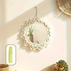 1pc Espelho de Parede Macramê Bohemio Tecido à Mão - Tapeçaria Decorativa Intricada para Sala, Quarto e Decoração de Festa de Natal, Arte em Macramê, Tons Naturais