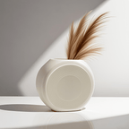 Conjunto de 2 Vasos de Cerâmica em Branco Leite Mate com Design Circular Ondulado, Leves e Inquebráveis, Adequados para Arranjos de Ramos Secos, Perfeitos para Entradas e Salas de Estar.