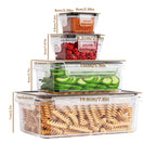 8 un. Recipientes transparentes para armazenamento de alimentos com tampa flip-top, potes plásticos à prova de vazamentos e seguros para micro-ondas/freezer, organização de despensa hermética em vários tamanhos para alimentos secos, frutas, legumes, massas (reutilizáveis), recipiente PP.