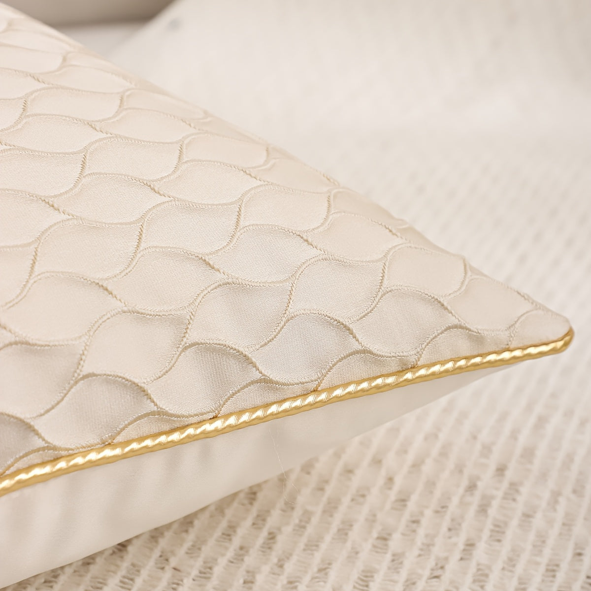 1 Peça de Fronha Decorativa Jacquard Dourada, Decoração Falsa para Sala de Estar