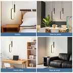 Modern Oval Pendant Light, 20W Adjustable Height LED Chandelier, 3-in-1 Dimmable LED with 100cm Adjustable Cord for Living Room, Bedroom, and Kitchen, Black