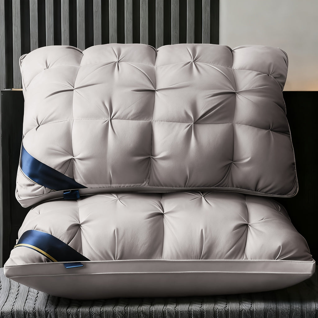 2 unidades/1 unidade Almofadas de Luxo com Qualidade de Hotel 5 Estrelas - 800g Suporte de Pescoço para Sono Profundo, Núcleo Anti-Descaimento para Todas as Estações, Tecido de Poliéster Hipoalergénico para Quartos de Casa e Autocaravanas, Hotéis, Adequadas para Todas as Estações, Roupa de Cama, Conforto de Viagem, Design Elegante