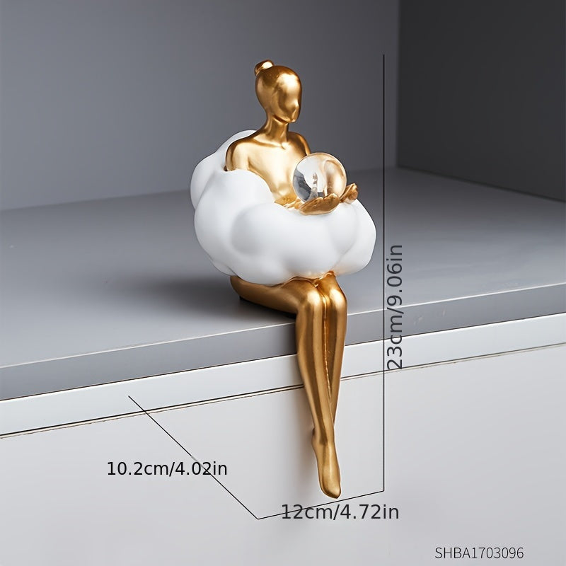 Estatueta de Resina Dourada e Branca do Pensador - Escultura Elegante Abstrata da Mulher Lendo com Perdas em Ouro, Decoração Minimalista Temática Livros para Casa, Gabinete ou Estante – Peças Duráveis Embrulhadas como Presente (Douro/Branco) Para Aniversário Formatura Mudança De CASA Acento Moderno. Artesanato Abstractivo Sala Prateleirar Escritório. Enfeite Stylish Dorado Exposição Todo-Anual Ornamento Manufaturadamente Feito Por Amantes Do Libre