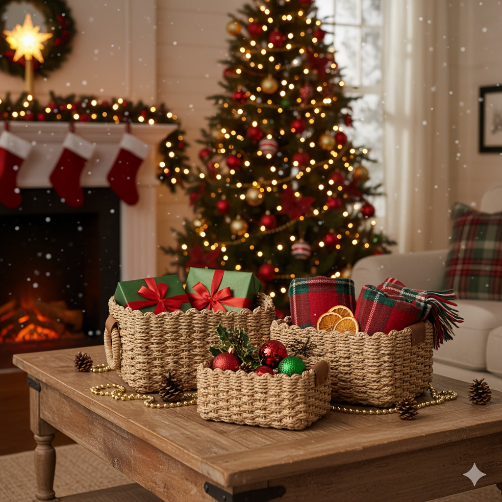 Conjunto de Cestos Organizadores em Fibra Natural