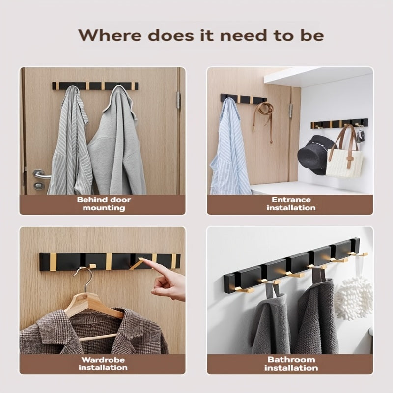 1 stylish door shelf, aluminum door back coat rack, no drilling, fashion style, clothing storage box, entrance door hanger, wall hanging cloth hooks, Mother's Day gift, for storing coats, hats, bags, clothes, towels, no drilling, kitchen decor, Utility Hooks