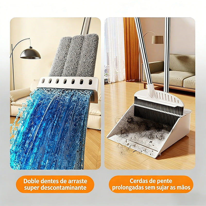 Complete 5-Piece Cleaning Kit: Broom + Mop + Dustpan + Bucket and Mop Set - S7
