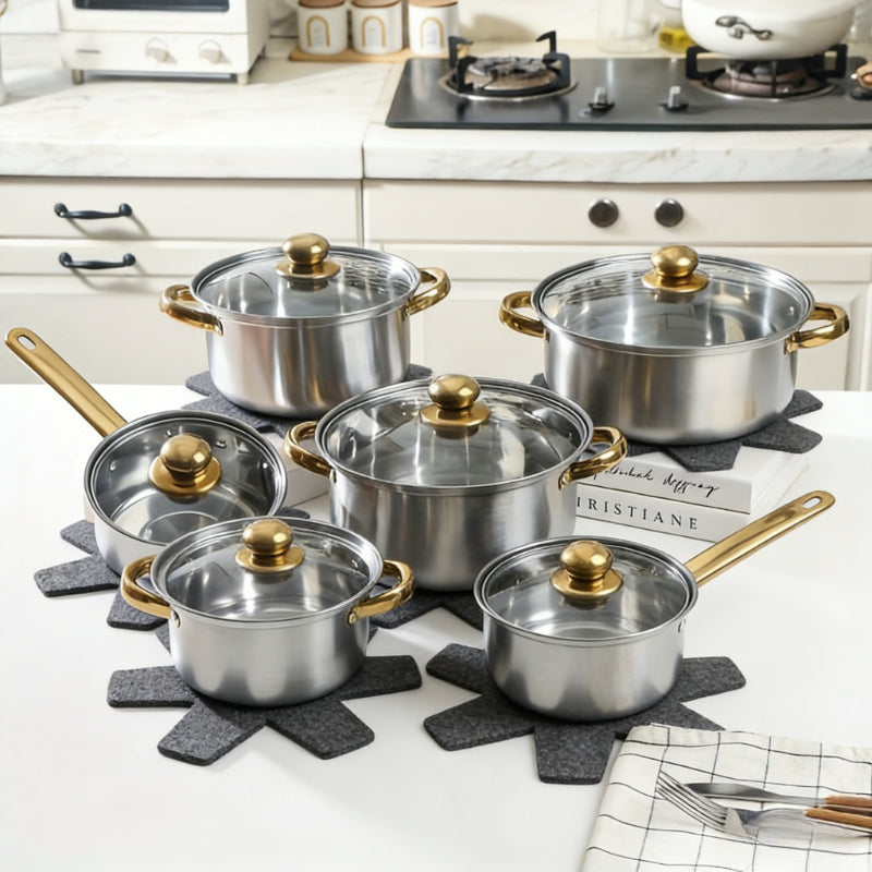 14 Peças Conjunto de Frigideira Preta com Protetores de Panela - Resistente ao Calor, Adequado para Vários Tamanhos de Protetores de Panela para Todos os Fogões, Protetores de Panela Profissional para Frituras e Salteados