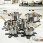 14 Peças Conjunto de Frigideira Preta com Protetores de Panela - Resistente ao Calor, Adequado para Vários Tamanhos de Protetores de Panela para Todos os Fogões, Protetores de Panela Profissional para Frituras e Salteados