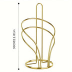 Elegant Golden Tissue Holder with Weighted Base - Freestanding Countertop Paper Towel Rack for Kitchen & Bathroom, Decorative Multi-Loop Design, Towel Holder for Bathroom