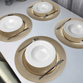 4/6/8 Peças de Jogos Americanos Redondos Elegantes em Bronze - Tapetes de Mesa Metálicos Antiderrapantes Adequados para Casamento, Banquete, Festa e Decoração de Mesa de Jantar Diária - Lavagem Manual Apenas, Textura Lisa, Conjunto de Mesa (4, 6, 8 Peças)