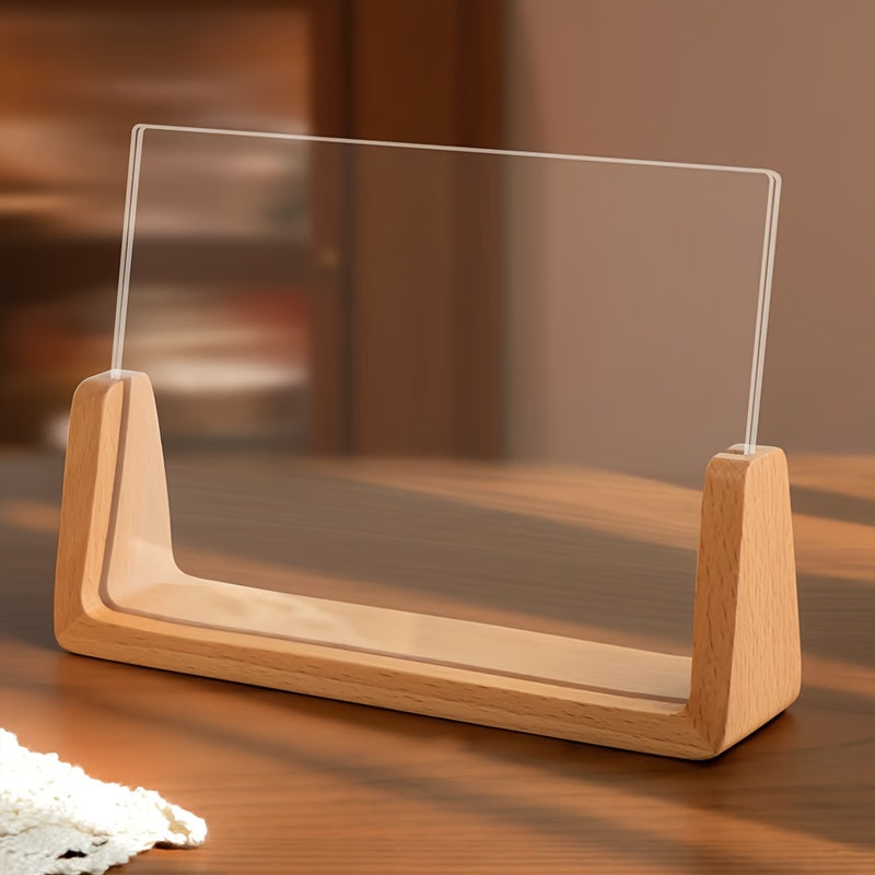 1pc Moldura Retangular Vertical de Madeira em Forma de U Clássica - Suporte para Fotos DIY para Casamentos, Formaturas, Decoração de Escritório e Casa, Organizador de Mesa Durável com Design Atemporal