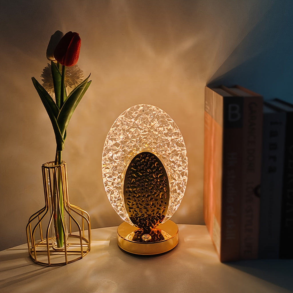 Candeeiro de Mesa Nórdico Moderno Minimalista Criativo Romântico de Cristal com Carregamento, Interruptor Tátil, Regulação Contínua de Três Cores, Adequado para Decoração de Casa de Quarto e Sala de Estar