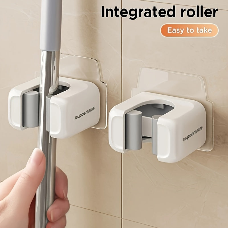 2-Pack Suporte de Parede para Vassoura e Esfregão, Organizador de Ferramentas Multifuncional sem Furação, Acessórios de Limpeza para Banheiro, Cozinha e Jardim, Ganchos Práticos para Casa