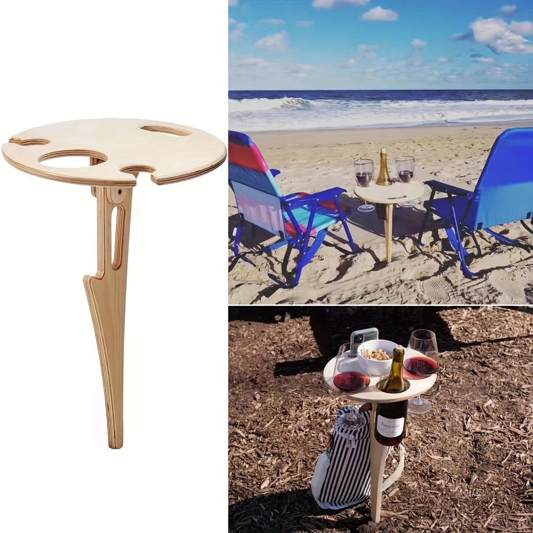 Mesa Dobrável para Vinho Outdoor em Madeira