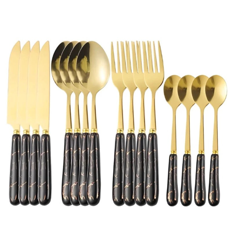 24-Piece Luxury Stainless Steel Cutlery Set (Spoon, Fork, Knife) – No Stand – For Home and Hotel Catering