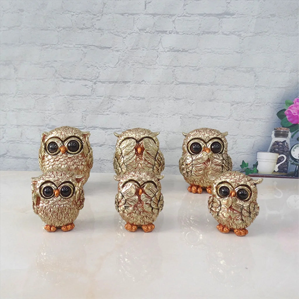 Estatuetas Decorativas de Coruja 'Não Veja, Não Ouça, Não Fale'