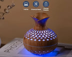 Diffusor de Aromaterapia Elegante em Madeira com Iluminação LED 7 Cores e 2 Modos de Névoa - Design Compacto USB para Casa, Escritório ou Carro - Presente Perfeito para Dia dos Namorados e Ano Novo, Umidificador Decorativo, Difusor de Fragrância, Qualidade Alta de Saída de Névoa, Acessório Moderno para Mesa