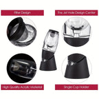 Conjunto Elegante de Aerador e Decantador de Vinho com Bico de Derramamento - Realça o Sabor, Ideal para Vinho Tinto e Branco - Acrílico Preto Elegante com Acabamento Metálico Polido - Presente Perfeito para Amantes de Vinho para Natal, Halloween, Ação de Graças e Casamentos