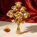 6 Rosas Douradas Artificiais, Arranjo Floral Falso Realista, Presentes para o Ano Novo, Dia dos Namorados, Dia da Mãe, Dia do Pai, Decorações para Festas de Aniversário e Convívios, Adequado para Exposição em Escritório e Jardim Exterior