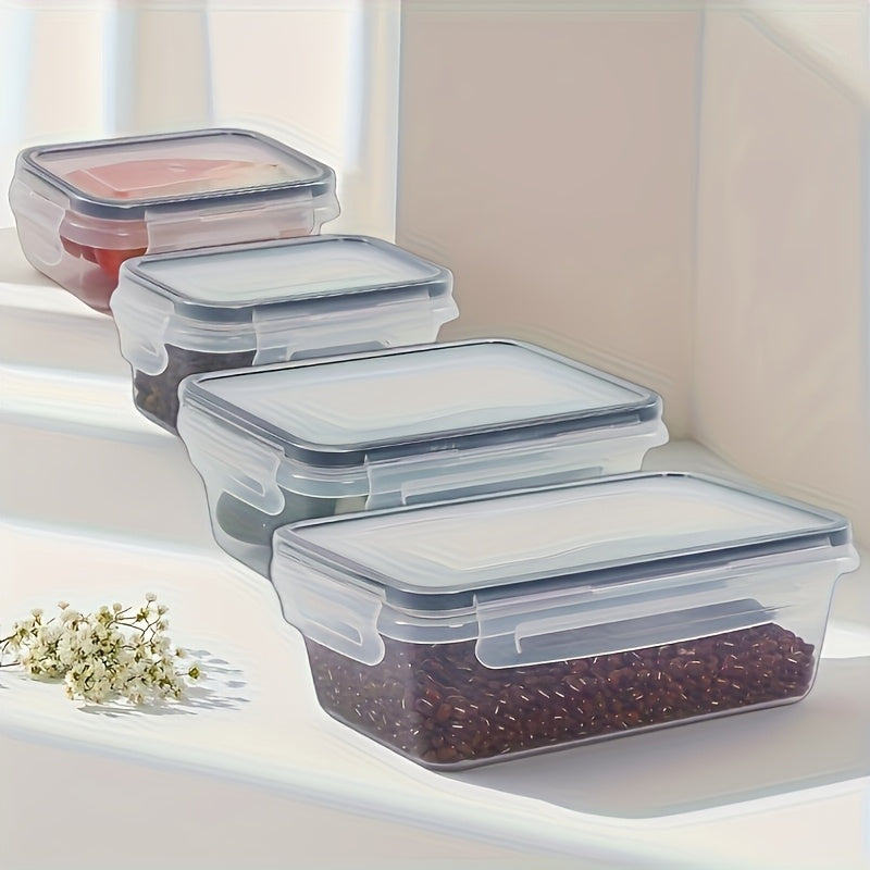 8 un. Recipientes transparentes para armazenamento de alimentos com tampa flip-top, potes plásticos à prova de vazamentos e seguros para micro-ondas/freezer, organização de despensa hermética em vários tamanhos para alimentos secos, frutas, legumes, massas (reutilizáveis), recipiente PP.