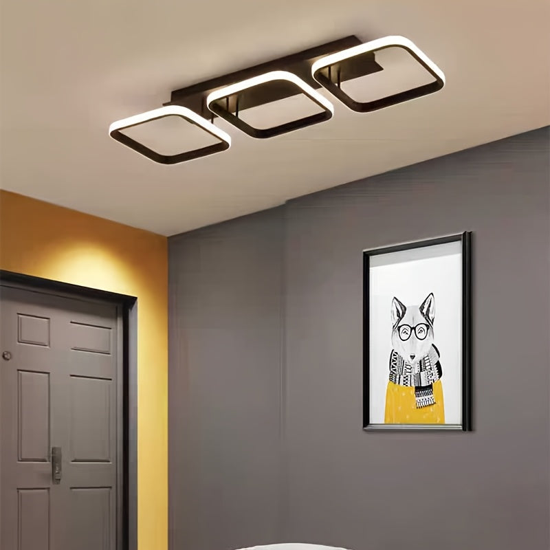 Triangular LED Modern Ceiling Lamp, Metal, 3-Way Adjustable Color Temperature, Straight Wire, 85V-265V, for Living Room, Bedroom, Kitchen, Residential Lighting