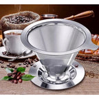 Filtro de Café Reutilizável em Inox Compatível com Suporte de Cone Padrão Lavável