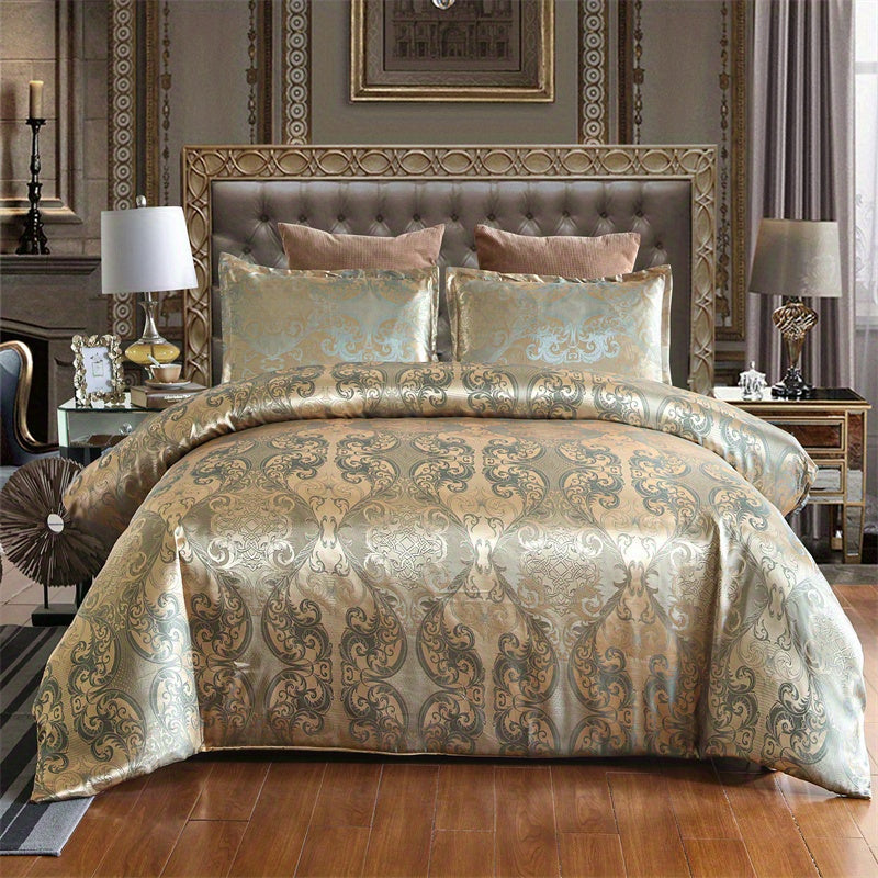 3 peças, conjunto de capa de edredom de cetim jacquard estilo europeu, conjunto de três peças, uma capa de edredom e um par de fronhas, sem núcleo interno.