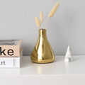 Nordic decoração de mesa de escritório em casa luz luxo banhado a ouro vaso flores secas vaso de cerâmica vaso moderno mini vazen