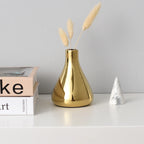Nordic decoração de mesa de escritório em casa luz luxo banhado a ouro vaso flores secas vaso de cerâmica vaso moderno mini vazen